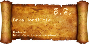 Brxa Horácia névjegykártya